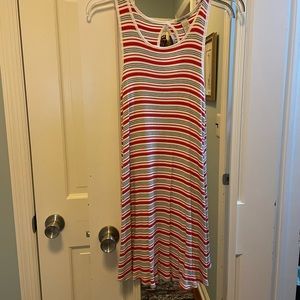 Knit short sleeve striped dress